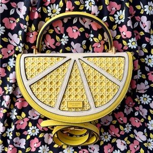 Kate Spade Lemon Drop Wicker Crossbody Bag